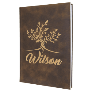 7″ x 9 3/4″ Rustic/Gold Laserable Leatherette Sketch Book with Unlined Note pad