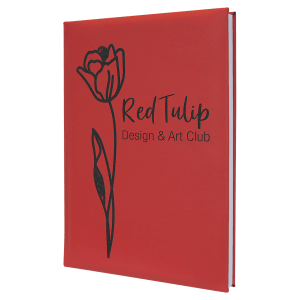 7″ x 9 3/4″ Red Laserable Leatherette Sketch Book with Unlined Notepad