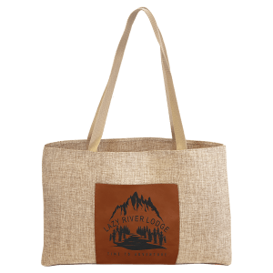19″ x 12″ Burlap Bag with 5″ Rawhide Laserable Leatherette Gusset