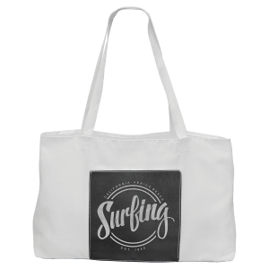 19″ x 12″ White Bag with 5″ Black/Silver Laserable Leatherette Gusset