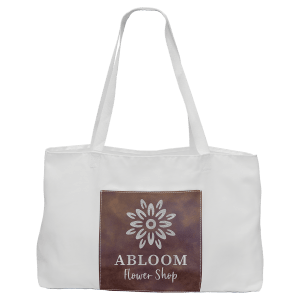 19″ x 12″ White Bag with 5″ Rustic/Silver Laserable Leatherette Gusset