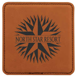 4″ x 4″ Square Rawhide Laserable Leatherette Coaster