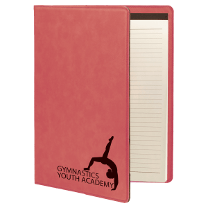 9 1/2″ x 12″ Pink Laserable Leatherette Portfolio with Notepad