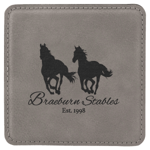 4″ x 4″ Square Gray Laserable Leatherette Coaster