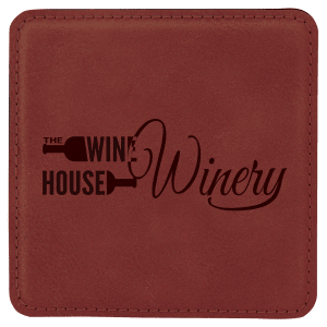 4″ x 4″ Square Rose Laserable Leatherette Coaster
