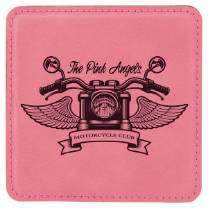 4″ x 4″ Square Pink Laserable Leatherette Coaster