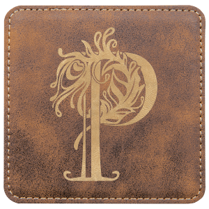 4″ x 4″ Square Rustic/Gold Laserable Leatherette Coaster