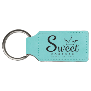 2 3/4″ x 1 1/4″ Teal Laserable Leatherette Rectangle Keychain