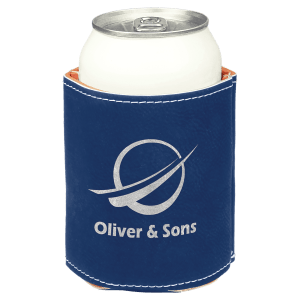 3 3/4″ Blue/Silver Laserable Leatherette Beverage Holder
