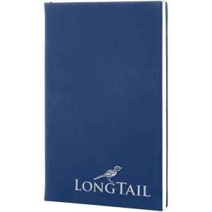 5 1/4″ x 8 1/4″ Blue/Silver Laserable Leatherette Journal with Lined Notepad