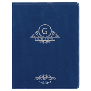 7″ x 9″ Blue/Silver Laserable Leatherette Small Portfolio with Notepad