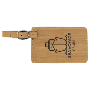 4 1/4″ x 2 3/4″ Bamboo Laserable Leatherette Luggage Tag