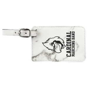 4 1/4″ x 2 3/4″ White Marble Laserable Leatherette Luggage Tag