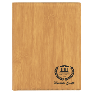 7″ x 9″ Bamboo Laserable Leatherette Small Portfolio with Notepad