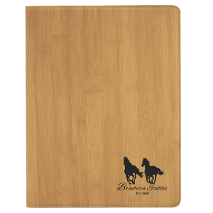 9 1/2″ x 12″ Bamboo Laserable Leatherette Portfolio with Notepad