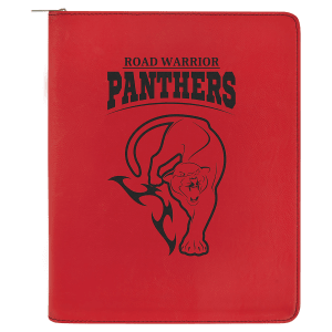 9 1/2″ x 12″ Red Laserable Leatherette Portfolio with Zipper and Notepad