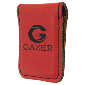 1 3/4″ x 2 1/2″ Red Laserable Leatherette Money Clip