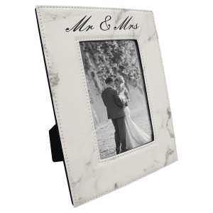 4″ x 6″ White Marble Laserable Leatherette Photo Frame