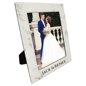 8″ x 10″ White Marble Laserable Leatherette Photo Frame