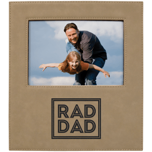 5″ x 7″ Light Brown Leatherette Photo Frame with 4 1/4″ x 8 7/8″ Personalization Area