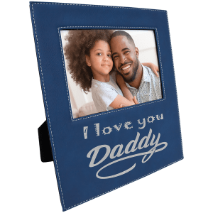 5″ x 7″ Blue/Silver Leatherette Photo Frame with 4 1/2″ x 9 Personalization Area