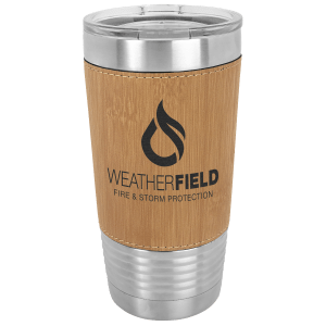 Polar Camel 20 oz. Bamboo Leatherette Grip Tumbler with Standard Lid