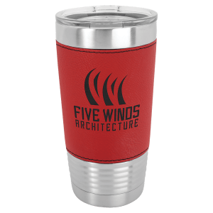 Polar Camel 20 oz. Red Leatherette Grip Tumbler with Standard Lid