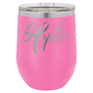 Polar Camel 12 oz. Pink Stemless Wine Tumbler with Standard Lid