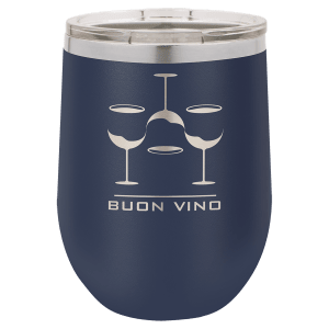 Polar Camel 12 oz. Navy Blue Stemless Wine Tumbler with Standard Lid