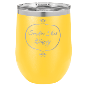 Polar Camel 12 oz. Yellow Stemless Wine Tumbler with Standard Lid