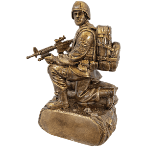 10″ Antique Gold Military Resin Kneeling with Sandbags