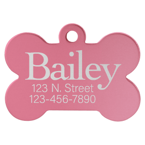 1 1/4″ x 3/4″ Pink Laserable Anodized Aluminum Bone Pet Tag