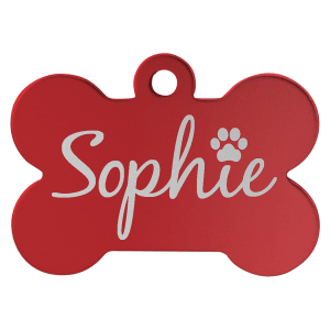 1 1/4″ x 3/4″ Red Laserable Anodized Aluminum Bone Pet Tag