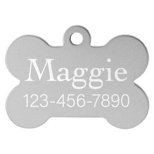 1 1/4″ x 3/4″ Silver Laserable Anodized Aluminum Bone Pet Tag