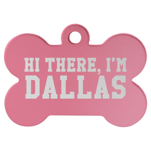 1 1/2″ x 1″ Pink Laserable Anodized Aluminum Bone Pet Tag