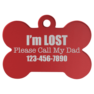 1 1/2″ x 1″ Red Laserable Anodized Aluminum Bone Pet Tag
