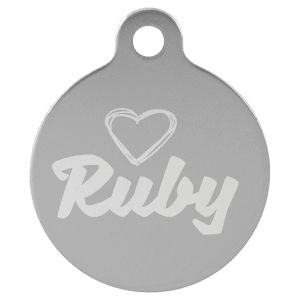 1 1/4″ Silver Laserable Anodized Aluminum Round Pet Tag with Tab