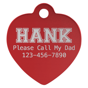1″ x 1″ Red Laserable Anodized Aluminum Heart Pet Tag