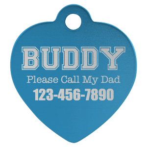 1 1/4″ x 1 1/4″ Blue Laserable Anodized Aluminum Heart Pet Tag