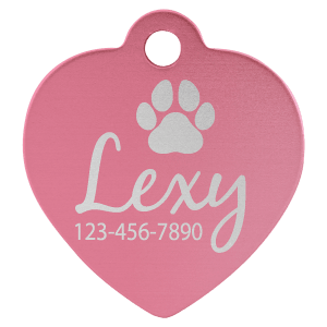 1 1/4″ x 1 1/4″ Pink Laserable Anodized Aluminum Heart Pet Tag