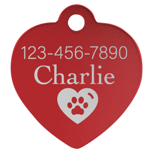 1 1/4″ x 1 1/4″ Red Laserable Anodized Aluminum Heart Pet Tag