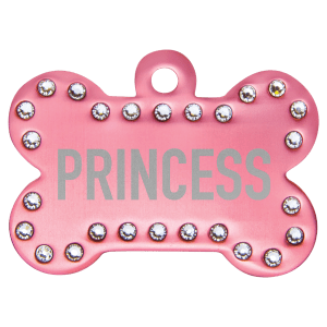 1 1/2″ x 1″ Pink Laserable Anodized Aluminum Swarovski Bling Bone with Tab