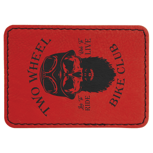 3 1/2″ x 2 1/2″ Rectangle Red Laserable Leatherette Patch with Adhesive