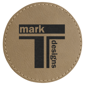 3″ Round Light Brown Laserable Leatherette Patch with Adhesive