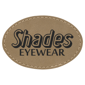 3″ x 2″ Oval Light Brown Laserable Leatherette Patch with Adhesive