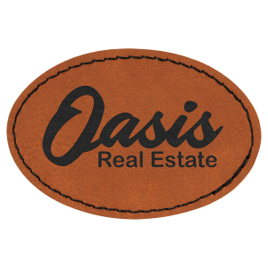 3″ x 2″ Oval Rawhide Laserable Leatherette Patch with Adhesive