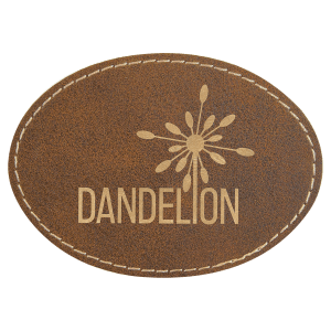 3 1/2″ x 2 1/2″ Rustic/Gold Laserable Leatherette Oval Patch with Adhesive
