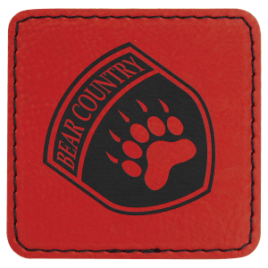 2 1/2″ x 2 1/2″ Red Laserable Leatherette Patch with Adhesive