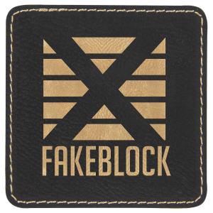 3″ x 3″ Square Black/Gold Laserable Leatherette Patch with Adhesive