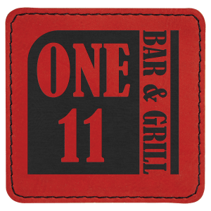 3″ x 3″ Square Red Laserable Leatherette Patch with Adhesive